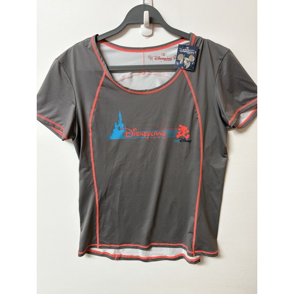 Disney Disneyland Paris Run Disney Gray Tech Running Shirt XL Mickey Mouse NEW